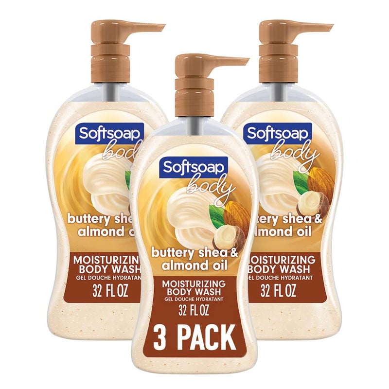 Softsoap Body Wash Pump, Buttery Shea & Almond Oil Body Wash, Moisturizing Body Wash, 32 Ounce, 3 Pack - Image 1